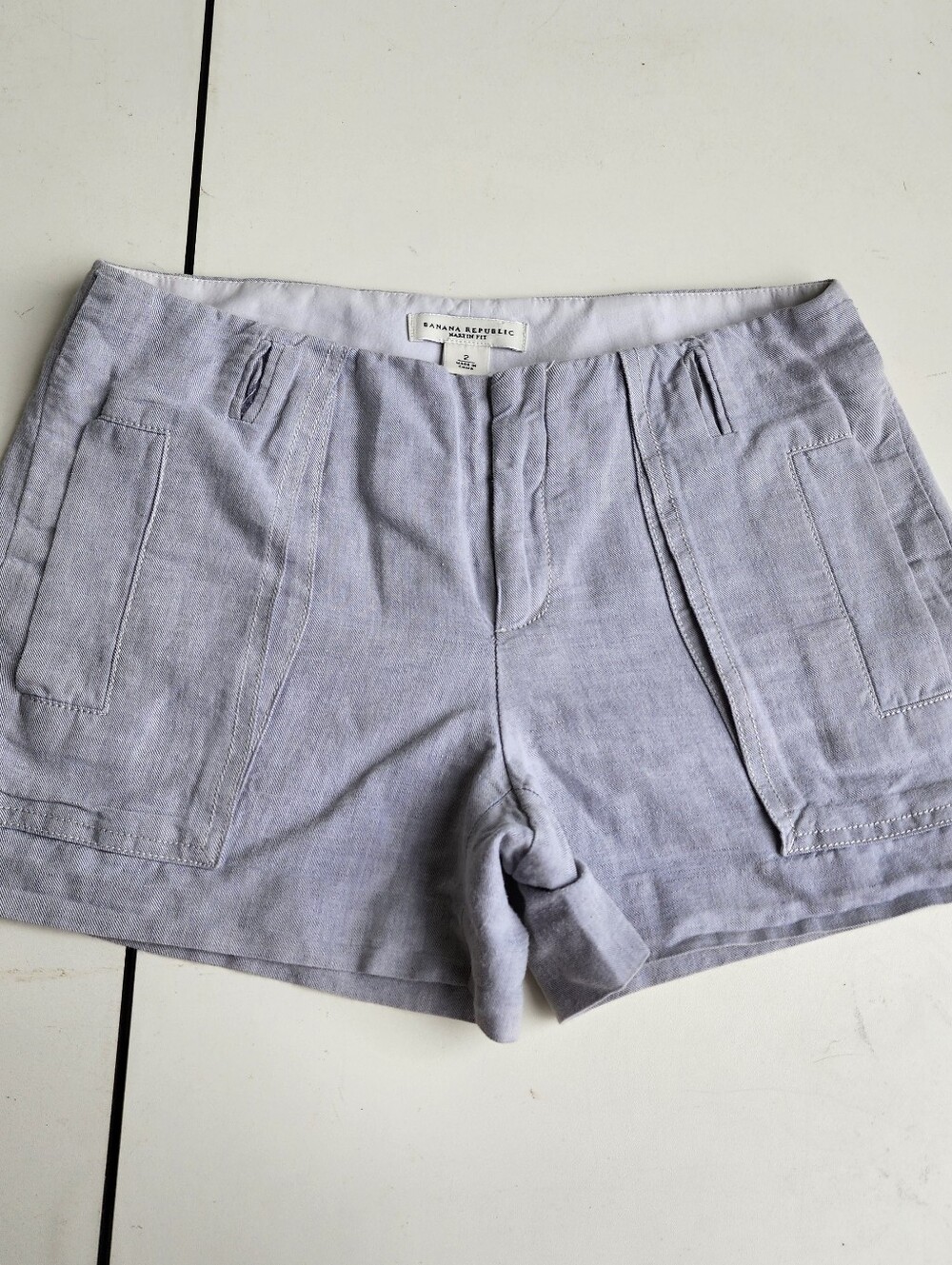 Banana Republic Martin Fit Linen Cotton Gray Shorts Sz 2